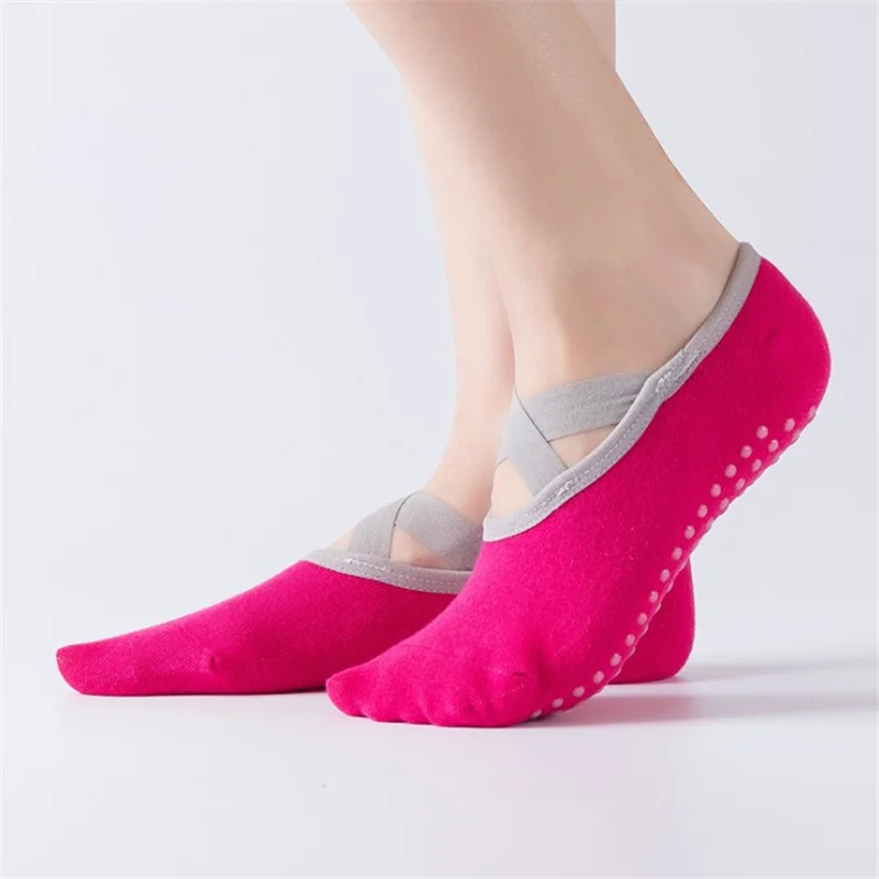 

Women Yoga Anti-slip Socks Backless Silicone Non-slip Socks Ladies Ballet Dance Gym Fitness Pilates Cotton Socks