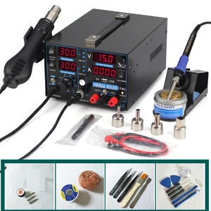 Паяльная станция 3 в 1 для ремонта мобильный телефон + паяльник + блок питания, паяльная станция с термофеном YIHUA-853D 1A