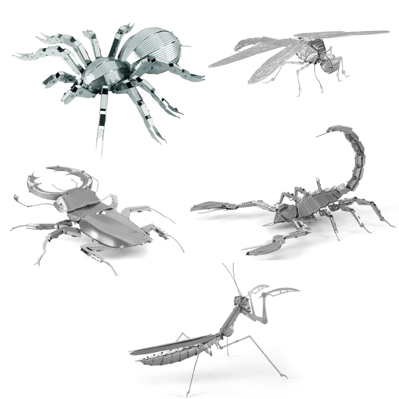 

3D Metal Puzzle insect Dragonfly Praying Mantis Scorpion Tarantula model KITS Assemble Jigsaw Puzzle Gift Toys For Children