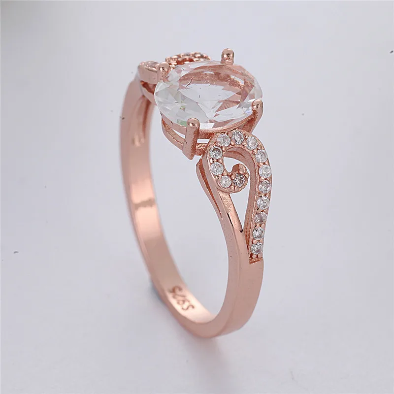 

New Fashion Rose Gold Round Crystal Rings For Women Jewelry Wedding Engagement Gift Luxury Inlaid Stone Rings Whole sale L5D154