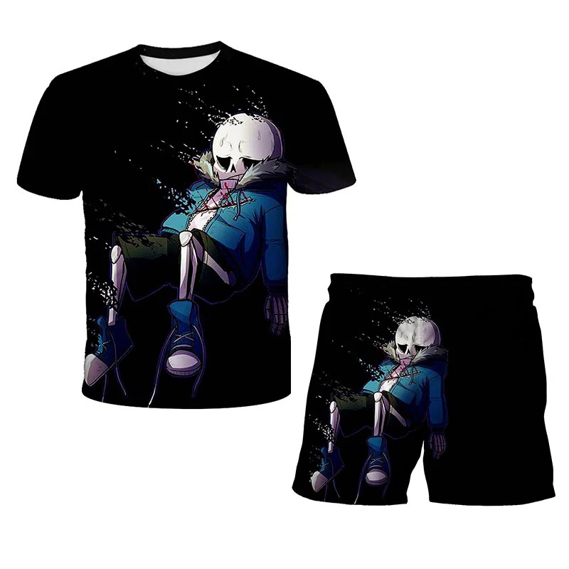 

2021new 4-12y 2 Pcs ClothingSets Tshirts+Shorts Children's T-shirt 3D Anime Print Under the legend Boy Girls fashion Beach Pants