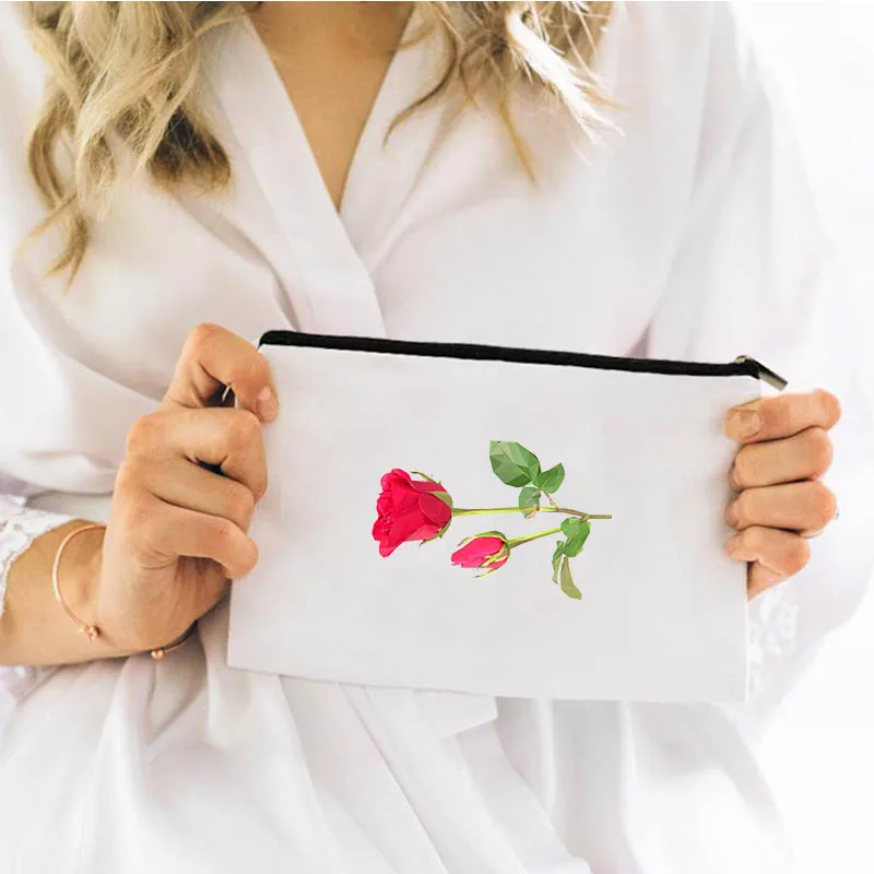 

Flower Cosmetic Bag for Makeup Free Shipping Bags Mini Make Up Travel Women's Pouch Handbags Storage Organizer Woman Kawaii