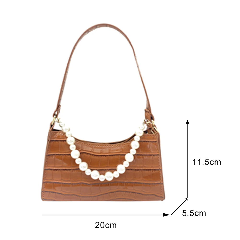 

Light Luxury Design Stone Pattern Underarm Bags Stylish Zipper Shopping Pouch Vintage Pearl PU Pure Color Handbags Streetwear