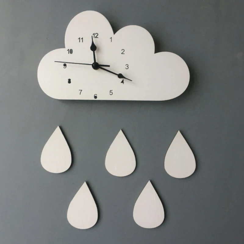 Северный дом облака Радуга капли дождя настенные часы мультфильм детей спальня