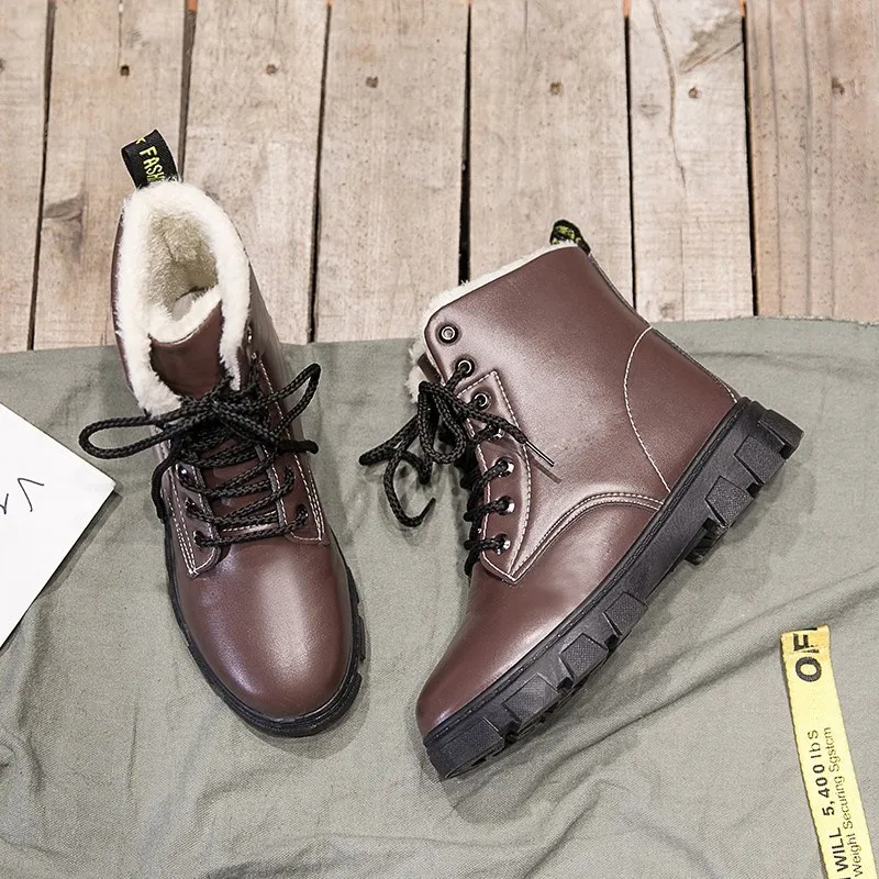 Меховые зимние новые теплые женские Ботинки Martin плюс бархатные ботинки