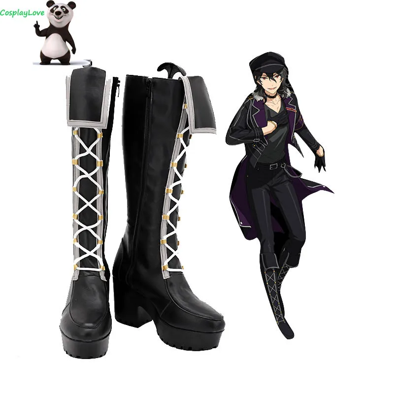 

CosplayLove Ensemble Stars Rei Sakuma Black Brown Cosplay Shoes Long Boots Leather Custom Made