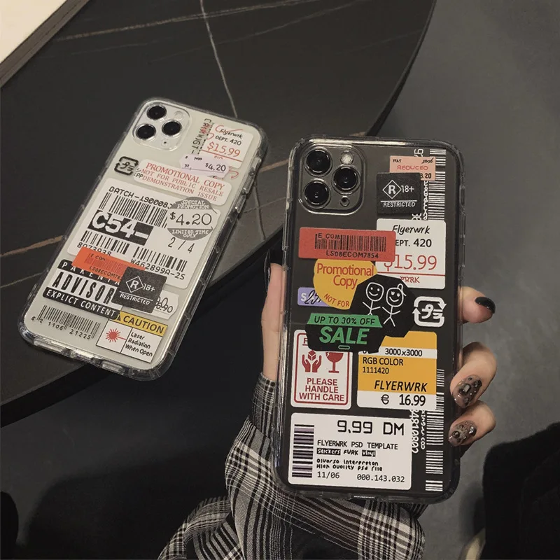 

Luxury QR Code phone case letter for iphone 11 Pro Max X XS MAX XR cover laser tpu soft for iphone 12 mini pro max 7 8 plus case