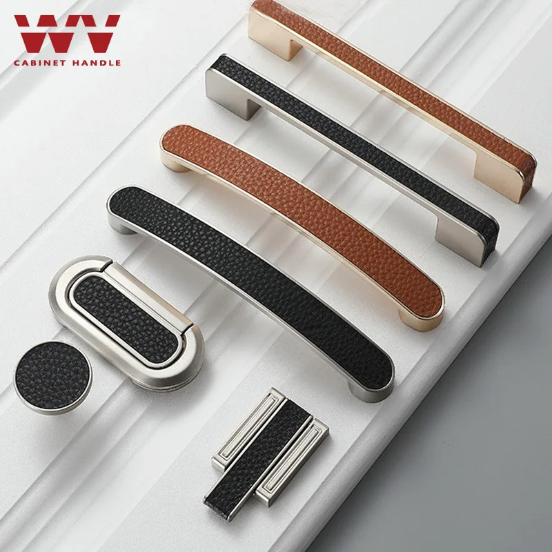 WV американские кожаные ручки для мебели мягкие минималистичные дверного шкафа и