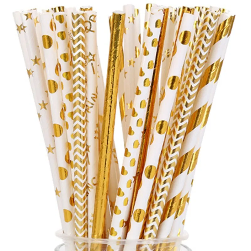 25 шт./лот бумажные соломинки питьевые соломки для детей на свадьбу и день