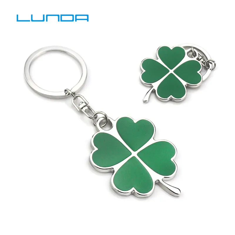 3D брелок из цинкового сплава четыре листа клевера для ключей и дома с