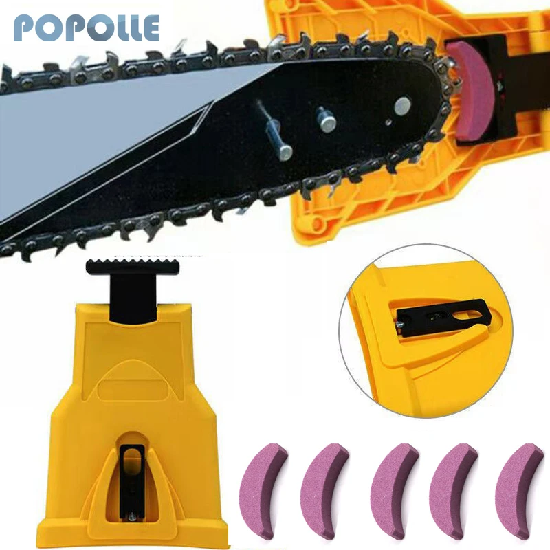 POPOLLE Woodworking Chain Saw Sharpener Portable Chain Saw Gear Grinding Machine Chain Woodworking Tools Quick Grinding