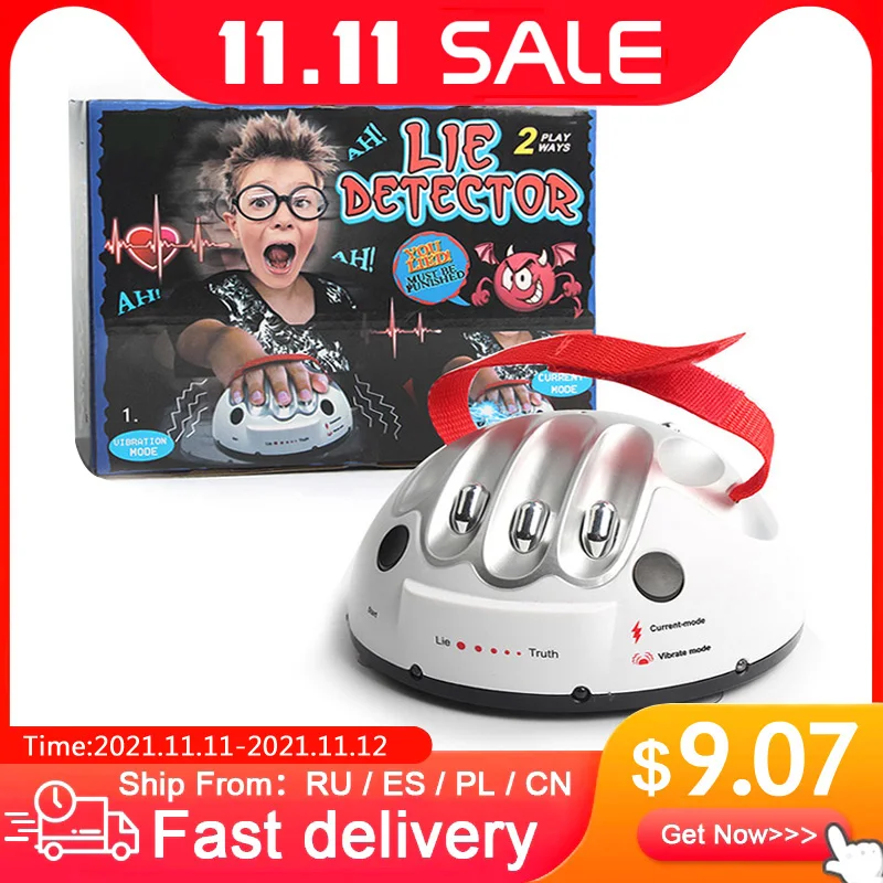 

Polygraph Test Tricky Funny Adjustable Adult Micro Electric Shock Lie Detector Shocking Liar Truth Party Game Consoles Gifts Toy