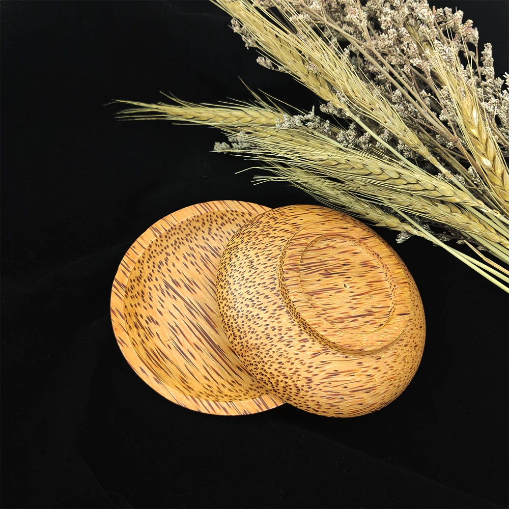 Кокосовая древесина круглая тарелка из цельной древесины поднос для фруктов чая