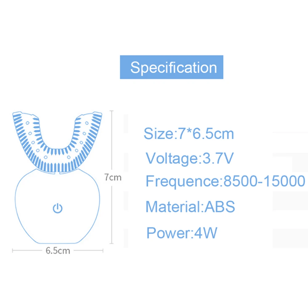 360 градусов Умная Автоматическая звуковая электрическая зубная щетка u-типа USB