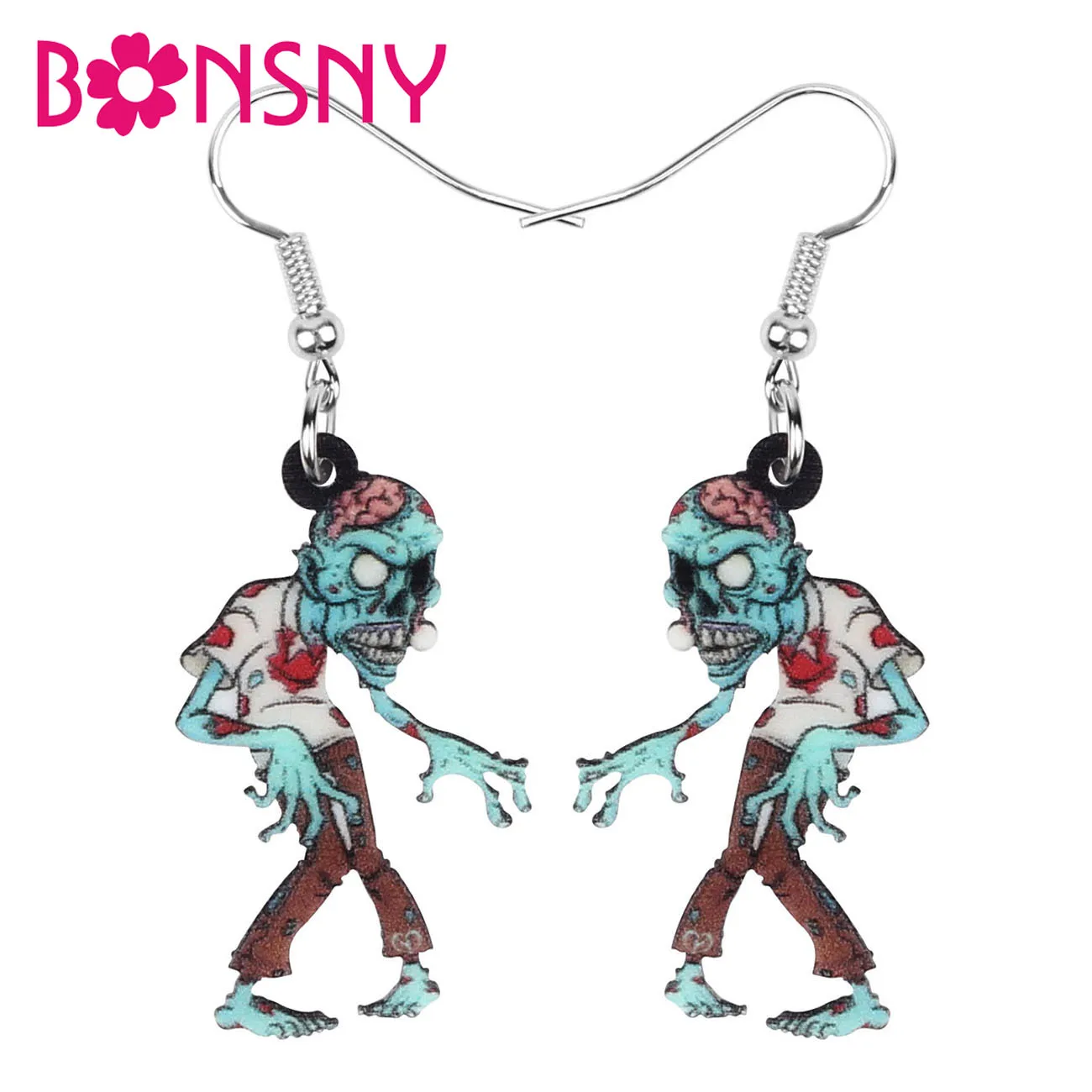 Bonsny акриловые серьги подвески в форме капли для Хэллоуина ужасов крови зомби