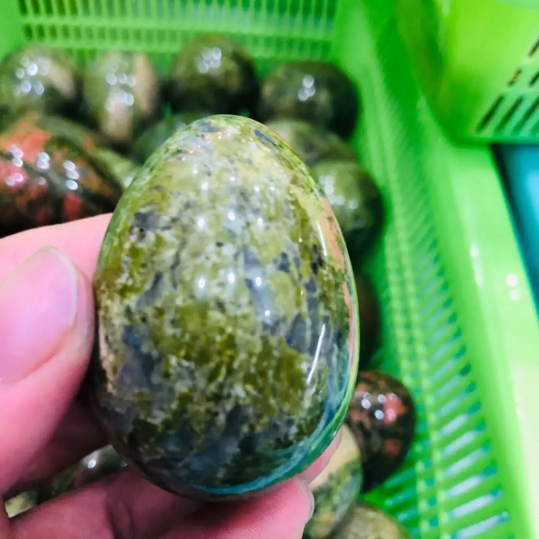 

2 Inches Natural Flower Green Sstone Quartz Yoni Egg Carvings for Women Healing 1PC