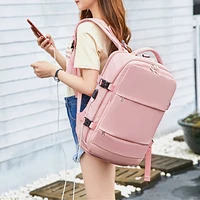 waterproof nylon backpack women travel bag with usb charging port and shoe compartment school bag solid color fasion laptop bag