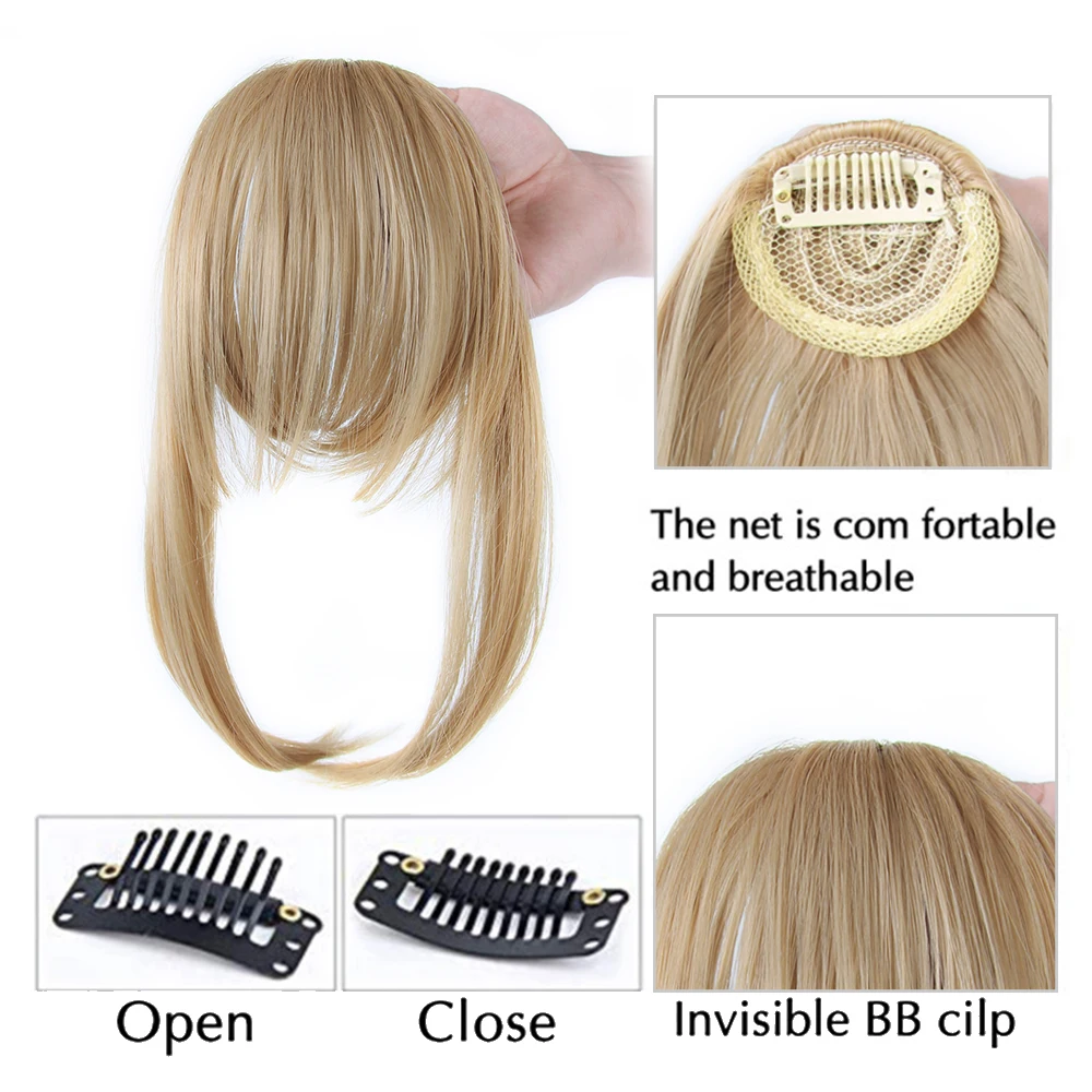 Синтетические волосы для женщин накладные челки наращивания бахромы зажим волос