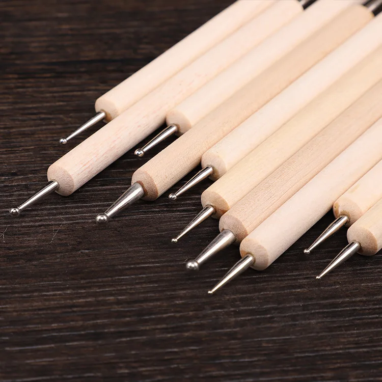 

Nail Art Pointing Pen, 5 sets of diamond pen and wooden pole, point flower needle wave point pen, fashion nail tool