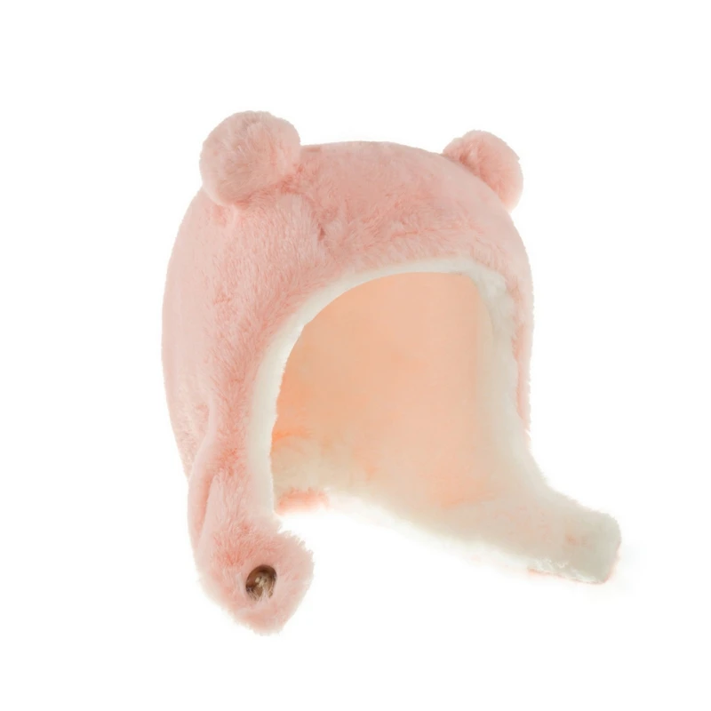 

Baby Autumn And Winter Solid Color Plush Warm Ear Protection Cap Ear Protection Small Bear Package Head Hat Boys And Girls Hat