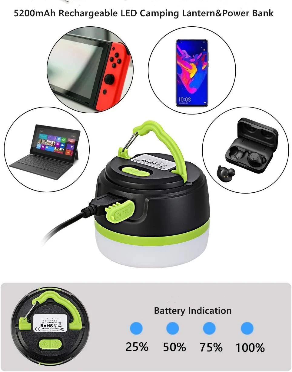 Фонарь туристический светодиодный перезаряжаемый с выдвижным крючком магнитное