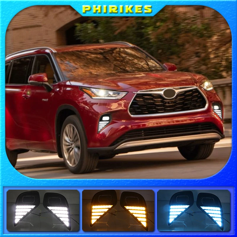 Дневные ходовые огни для Toyota Highlander 2020 2021 2 шт. противотуманные фары 12 В дневной