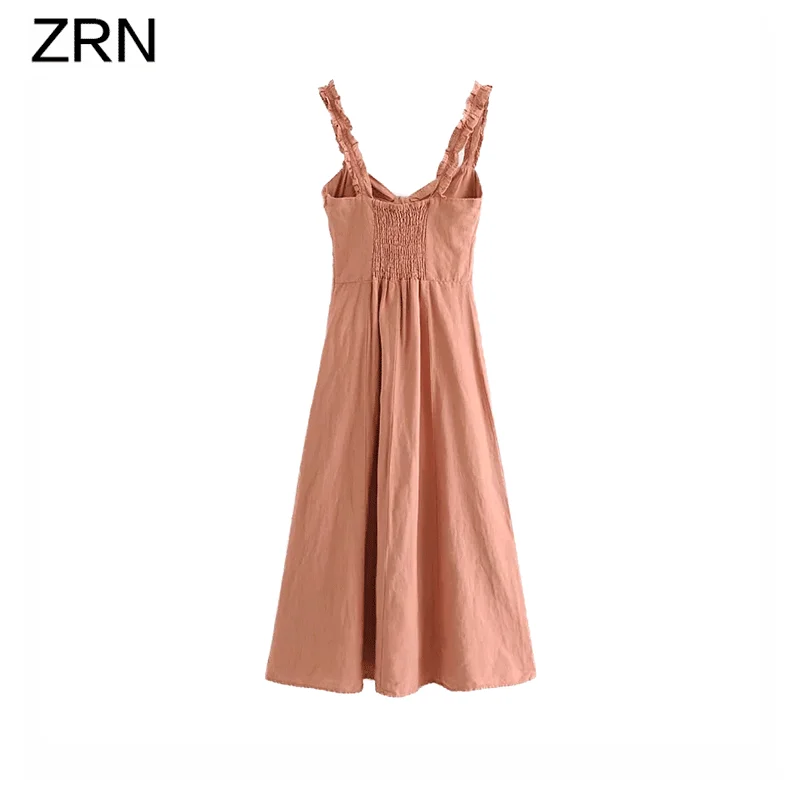 Женское облегающее платье миди ZRN однотонное с бантом без рукавов