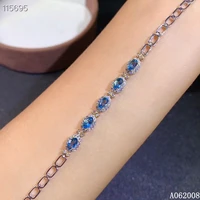kjjeaxcmy fine jewelry 925 sterling silver inlaid natural blue topaz bracelet female fashion hand bracelet support testing