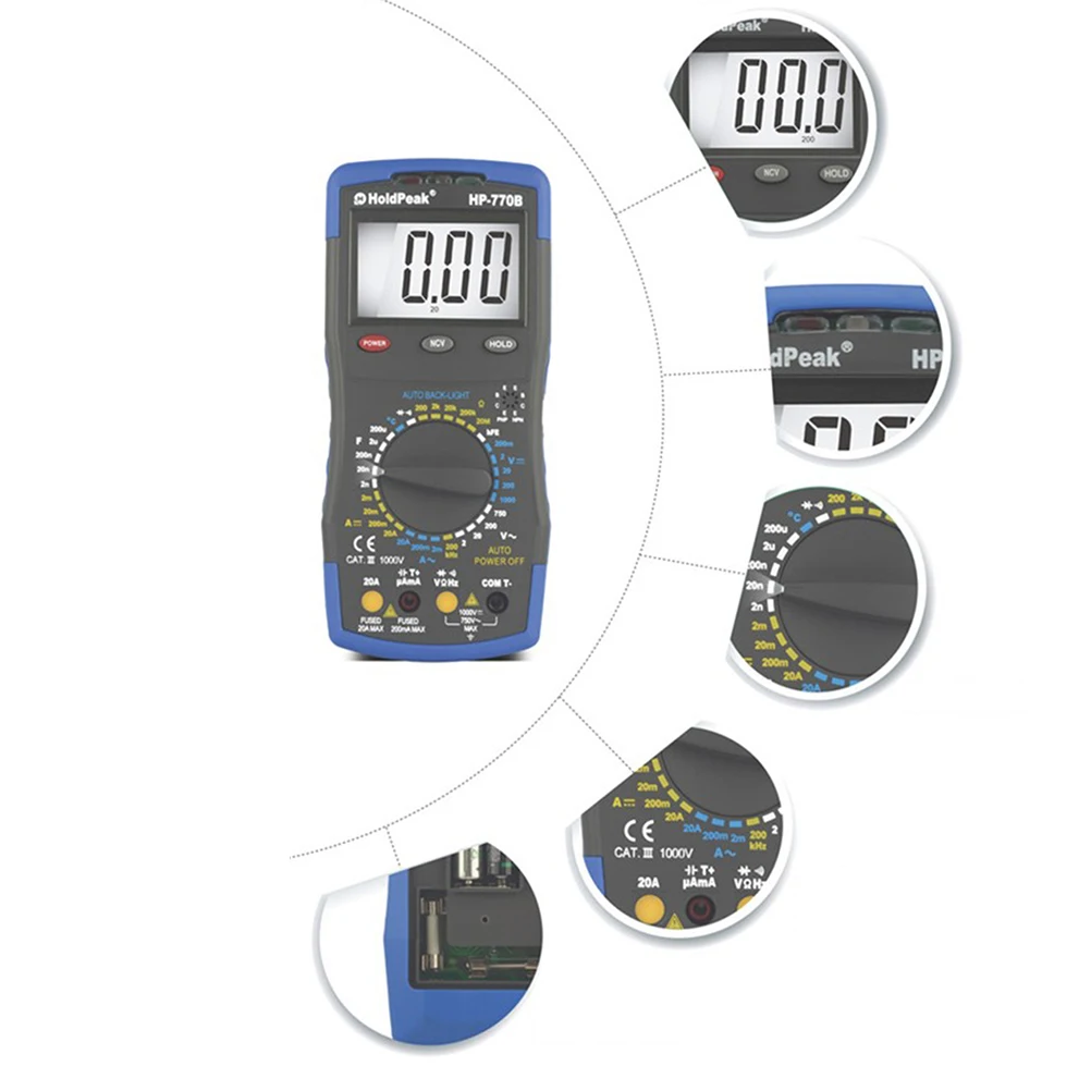 Мультиметр Φ Высокоточный Вольтметр Амперметр Ом тестер ручной Точный точный