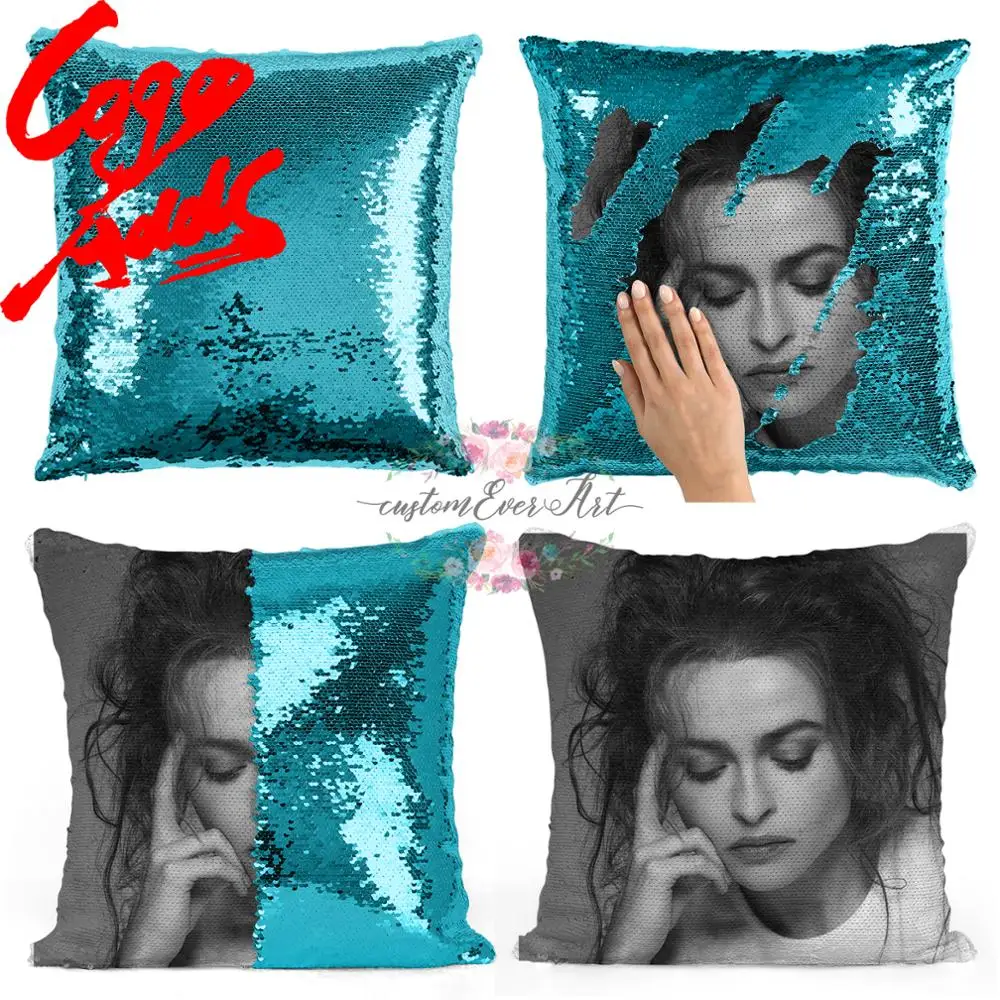 

Helena Bonham Carter sequin pillow | sequin Pillowcase | Two color pillow | gift for her | gift for him | pillow | magic pillow