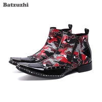 batzuzhi ankle leather boots punk rock mens boots pointed metal tip formal business boots party and wedding big size us6 us12