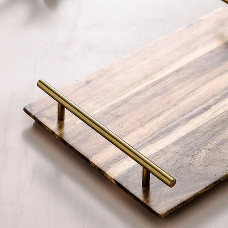 

Solid Wood Tray Japanese Style with Handle Square Acacia Wooden Pallet Dessert Fruit Plate Home Kitchen Storage Supplies Dish
