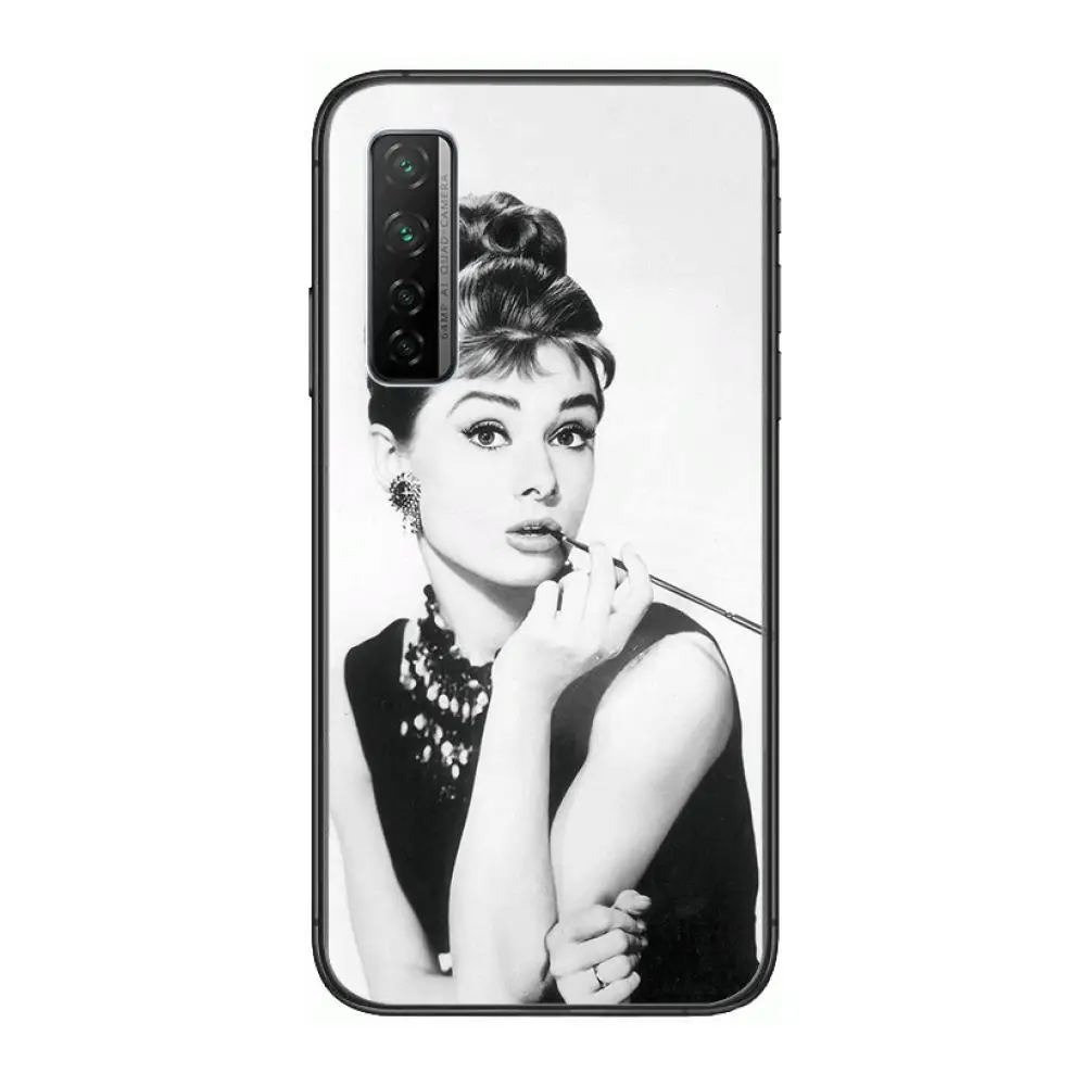 

Famous Elegant Audrey Hepburn Phone Case For Huawei mate 40 30 10 20 40 8 9 Lite Z Pro Black Etui 3D Coque Painting Hoesjes 5g