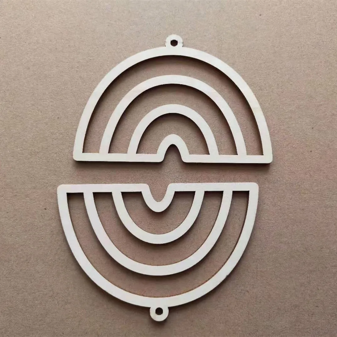 Горячая распродажа лазерная резка деревянная Радуга Незавершенное подвесное