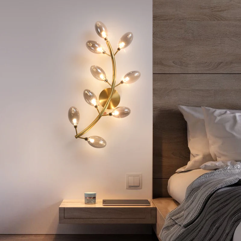 

Nordic Luxury Wall Lamp Modern Copper Art Wall Lights Bedside Lamp Living Room Wall Sconces Home Deco Light Fixtures G4 Bulb