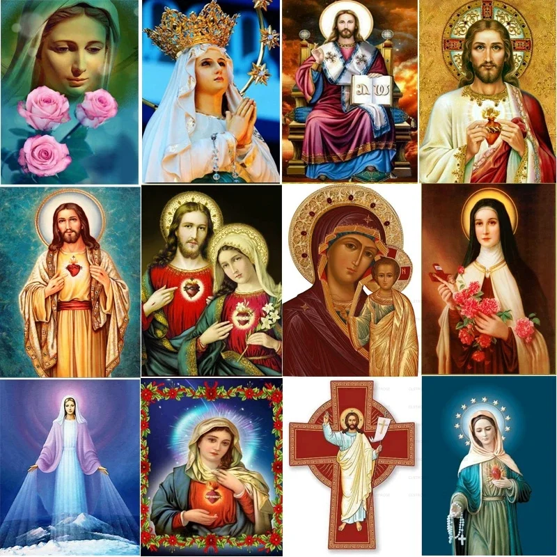 

Diamond Painting Diy 5D European Style Acrylic Material Religious Figures God Buddha Background Living Room Furniture Decorative