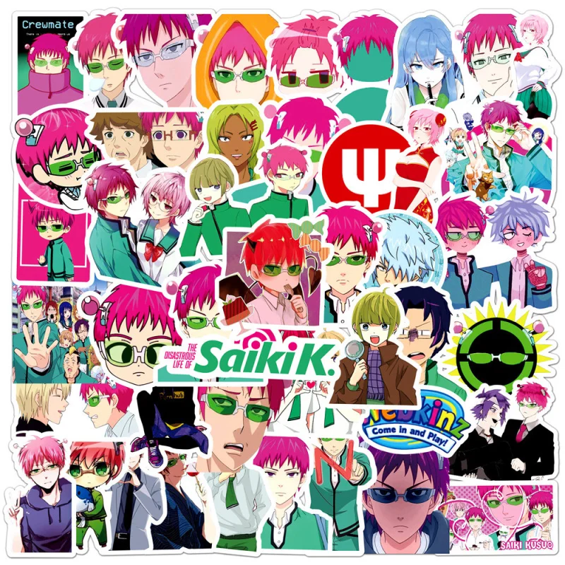 

10/30/50Pcs Pack Saiki Kusuo Stickers Decals Anime Sticker For Laptop Skateboard Motorcycle Guitar Suitcase Kids DIY Toys