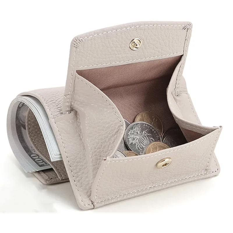 Модный кожаный женский кошелек короткий из воловьей кожи в японском стиле