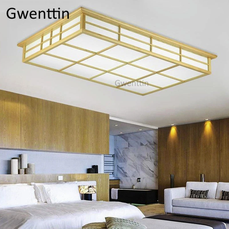 Японский стиль деревянный светодиодный потолочный светильник с татами