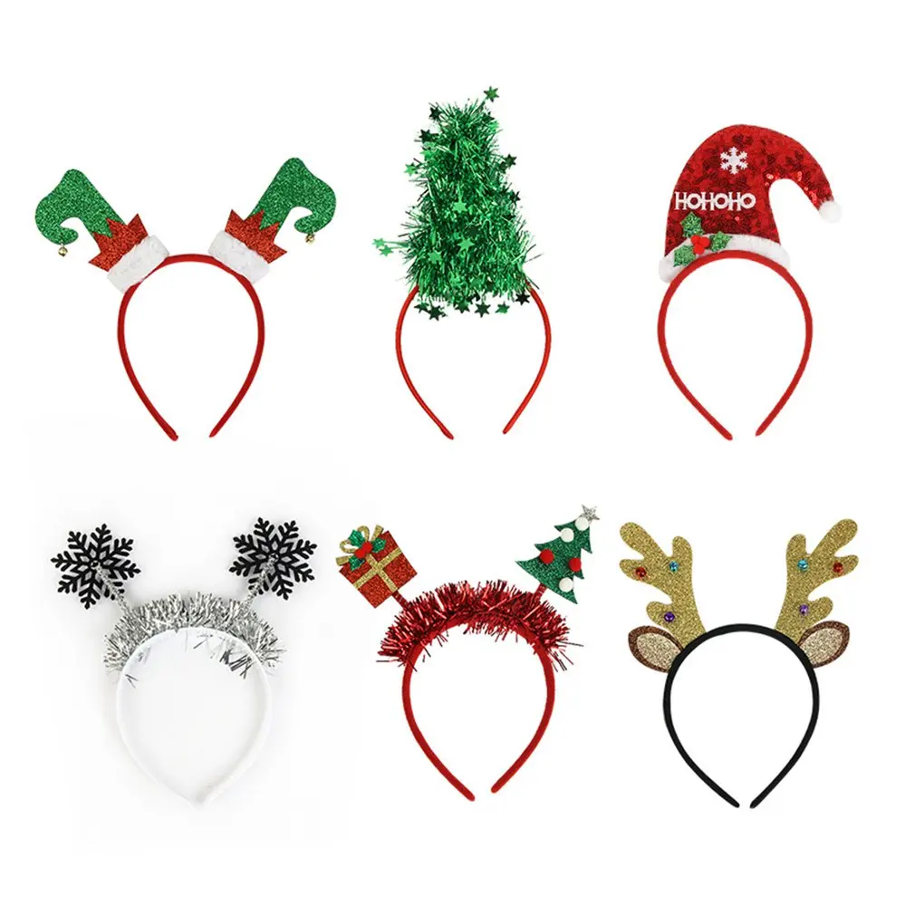 

6pcs Christmas Antlers Headband Multicolored Antlers Hat Headband For Ugly Sweaster Party Christmas Holiday Party Favors