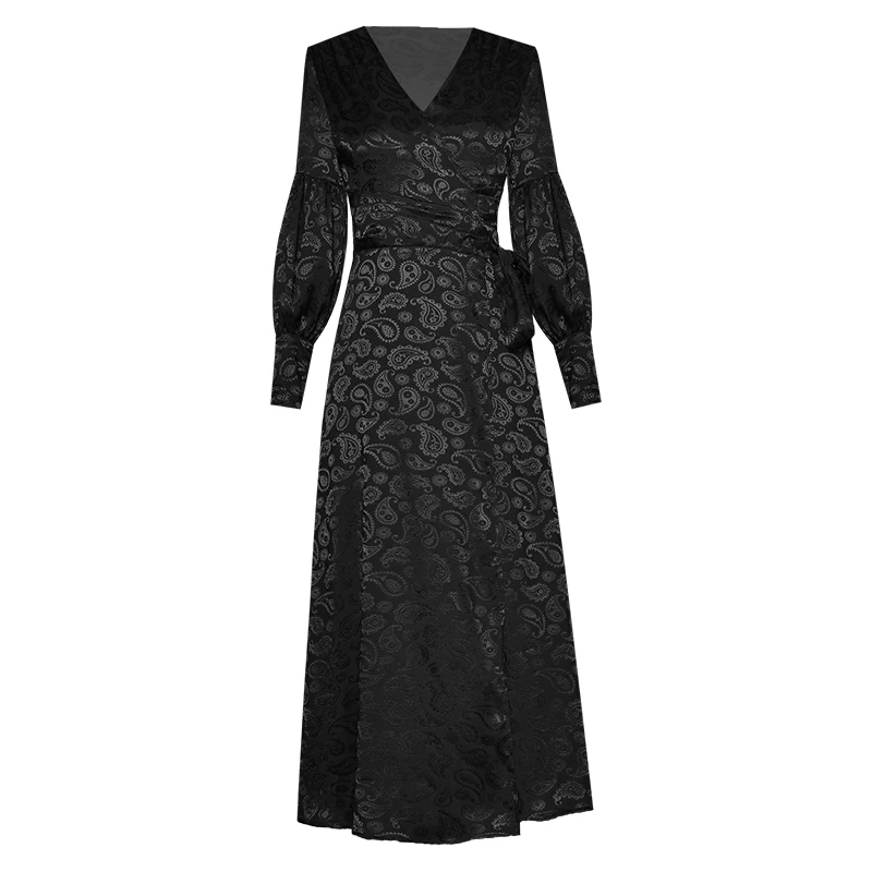 

Luxury Designer dressed woman party night dresses women evening elegant new fall 2020 classy V-neck lantern long sleeve print