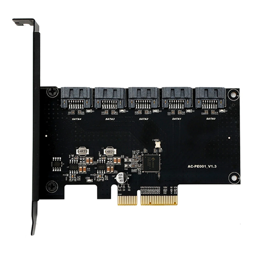 5port Sata3.0 Expansion Card Transmission Rate 6Gbps JMB585 PCI-E to 5 SATA Riser Card for PCI Express X4 X8 X16