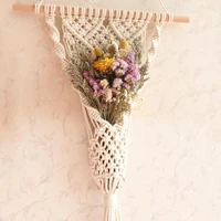 ins diy macrame handmade tapestry dried flower boho wall hanging basket hanging net pocket homestay wall decoration home decor