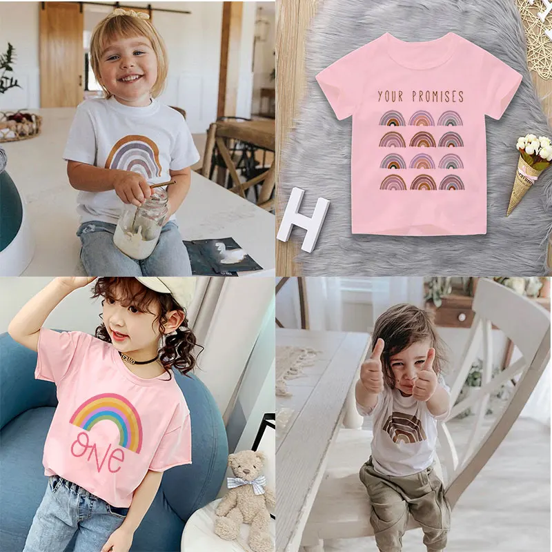 

Casual New Girls Clothes O-neck T Shirt Kids Desert Colors Rainbow Streetwear Cartoon Toddler Boy Shirts Novelty Baby Girl Tops