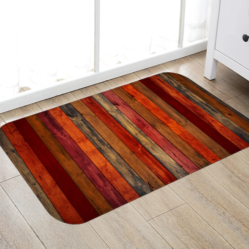 Brown wood bars Flannery printing Anti-Slip absorbent home mat
