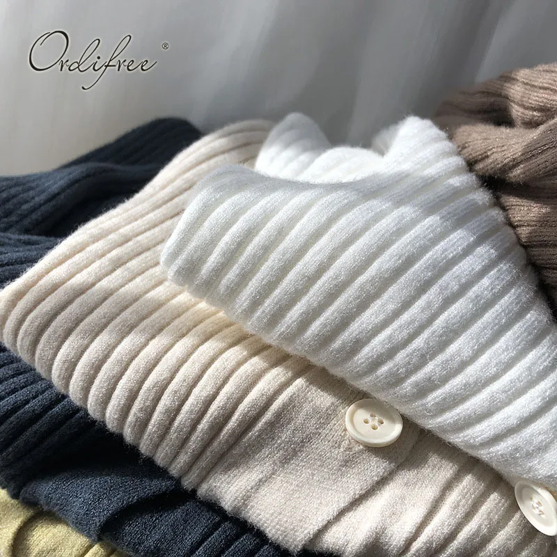 

Ordifree 2020 Autumn Winter Women Knitted Cardigan Long Sleeve Single Breasted Outwear Casual Coat Female Sweater Jumpers