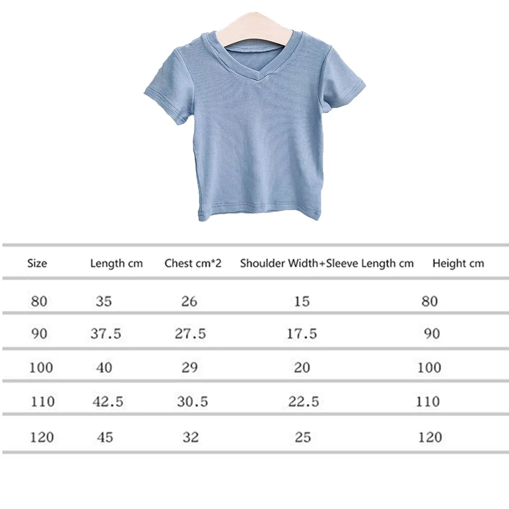 

Kids Summer T-shirts Simple Style Boys Girls Children Cotton Tees Baby Solid V-neck Casual Breathable Tops