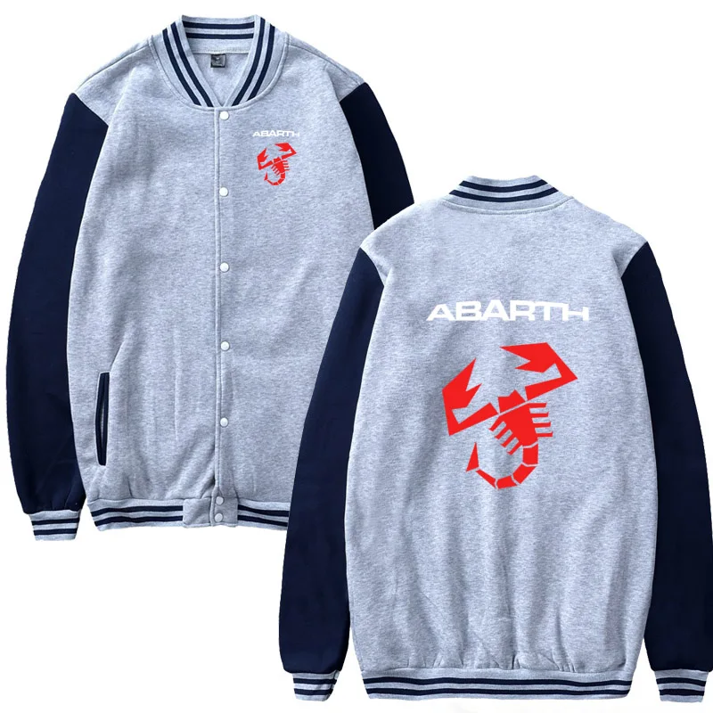 

2021 Men Baseball uniform Abarth Car Logo Print Casual Harajuku Warm Sweatshirts Mens Baseball Jacket Slim Fit Unisex Clothe