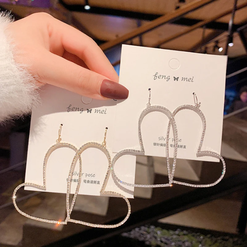 Элегантные крупные Подвесные серьги в форме сердца предотвращающие аллергию