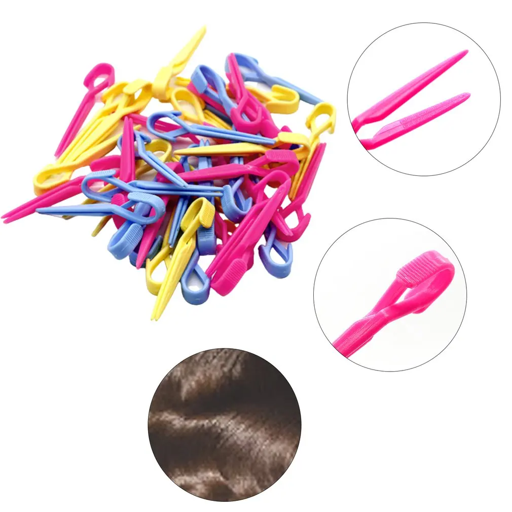 

Парикмахерские шпильки для волос, не оставляющие следов, 50 шт., зажим для перманентной завивки, горячая и холодная, пластмассовая заколка дл...